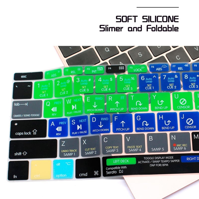 HRH Serato DJ Hotkey Silicone Keyboard Cover Skin for MacBook Pro 13" A1708 A1988 No Touch Bar 2018 2017 2016 Release and for MacBook 12" A1534 (2015)&A1931(2018) USA Layout Protective Skin - Image 4
